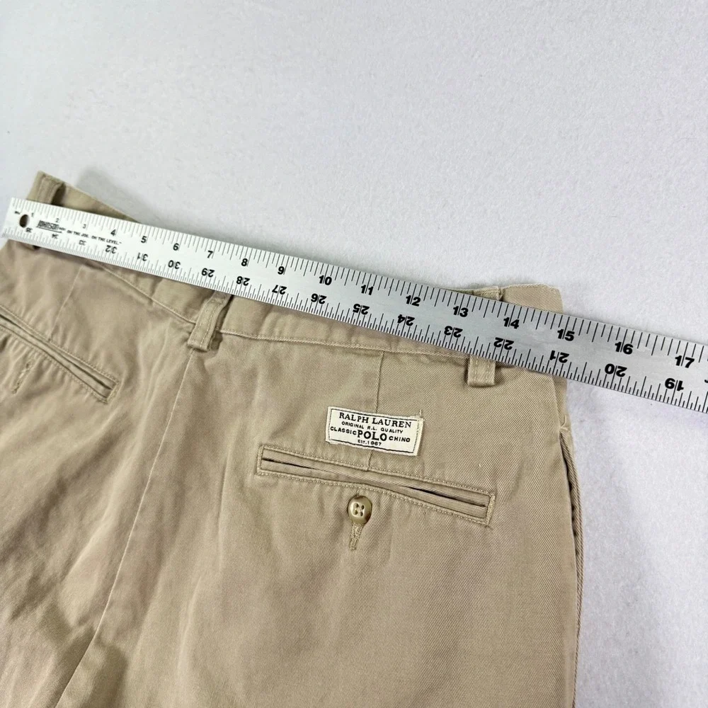 Vintage Polo Ralph Lauren Tyler Shorts Mens 30 Double Pleated Khaki Chino Tan